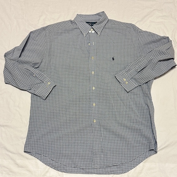 Polo Ralph Lauren Blue Checkered Button Down XL Shirt - Picture 1 of 10